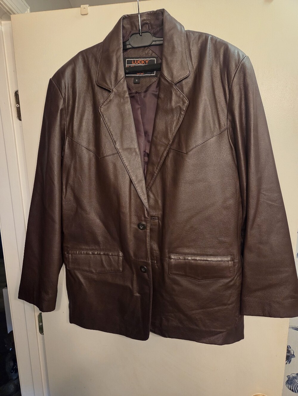 Vtg Lucky Leather Co. Leather Men's Small Blazer Jacket Mod 70’s